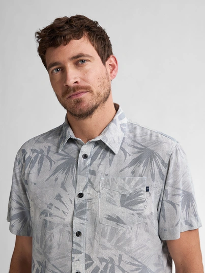 Petrol industries - Overhemd korte mouw - Donkerblauw - M-1050-Sis435 - Men Shirt Short Sleeve AOP
