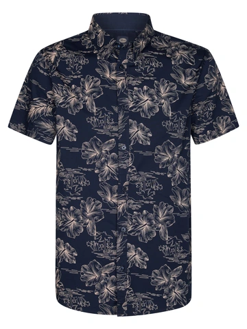Petrol Industries - Overhemd korte mouw - Donkerblauw - Men Shirt Short Sleeve AOP - M-1050-Sis419