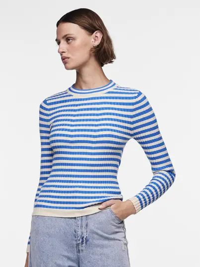 Pieces - Pccrista Ls O-Neck - Trui met ronde hals - Lichtblauw - 17115047