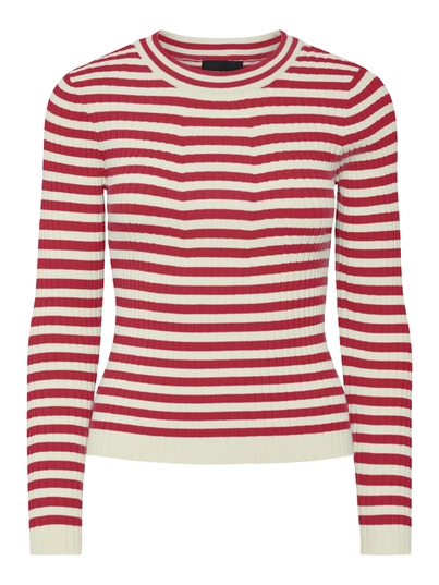 Pieces - Pccrista Ls O-Neck - Trui met ronde hals - Rood - 17115047