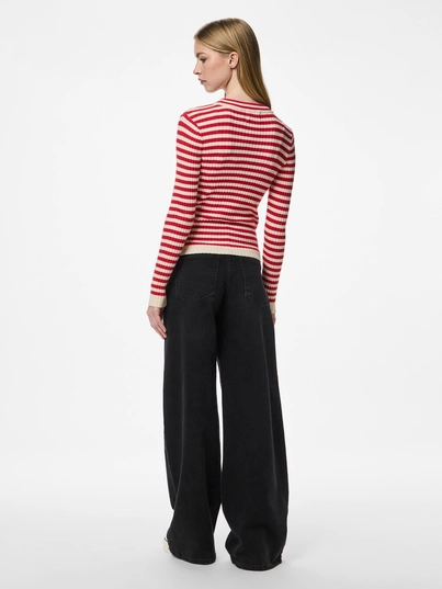Pieces - Pccrista Ls O-Neck - Trui met ronde hals - Rood - 17115047