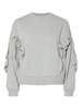 Pieces - Pcjina Ls O-Neck Frill Sweat J - Trui met ronde hals - Middengrijs - 17160493