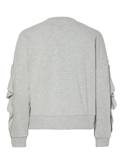 Pieces - Pcjina Ls O-Neck Frill Sweat J - Trui met ronde hals - Middengrijs - 17160493