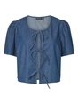 Pieces - Spijkerblouse korte mouw - Donkere denim - Pctenim Ss Top Wvn Bc - 17157937