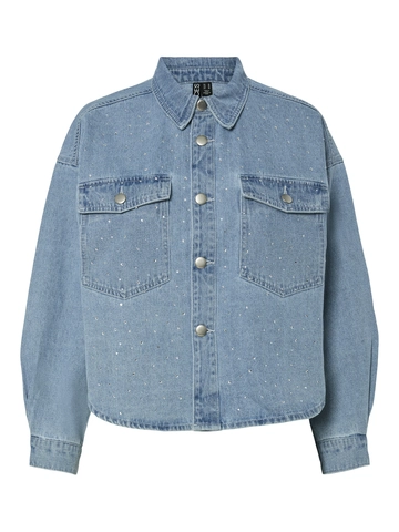Pieces - Spijkerjas - Lichte Denim - Pctamra Rhinestone Denim Jack - 17157410