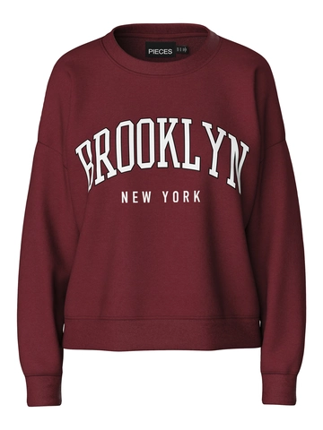 Pieces - Sweater - Bordeaux - Pctamy Ls Loose Sweat D2D - 17152536