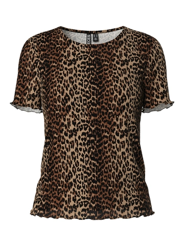 Pieces - T-shirt korte mouw - Dierenprint - Pcflora Ss O-Neck Top Jrs Bc - 17155404