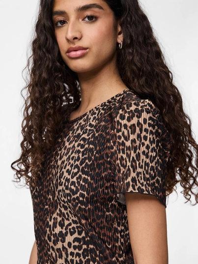 Pieces - T-shirt korte mouw - Dierenprint - Pcflora Ss O-Neck Top Jrs Bc - 17155404