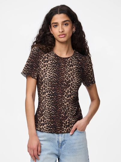 Pieces - T-shirt korte mouw - Dierenprint - Pcflora Ss O-Neck Top Jrs Bc - 17155404