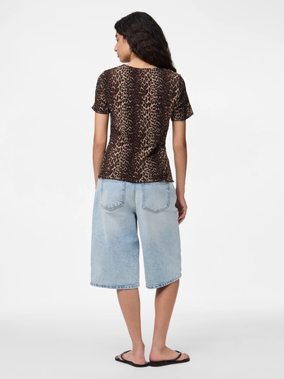 Pieces - T-shirt korte mouw - Dierenprint - Pcflora Ss O-Neck Top Jrs Bc - 17155404