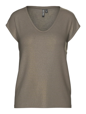 Pieces - T-shirt korte mouw - Donkergrijs - Pcbillo Tee Lurex Stripes Jrs - 17078572