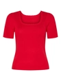 Pieces - T-shirt korte mouw - Rood - Pcjuline Ss Rev Knit Tee Bc - 17159166