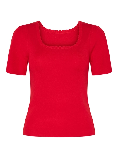 Pieces - T-shirt korte mouw - Rood - Pcjuline Ss Rev Knit Tee Bc - 17159166