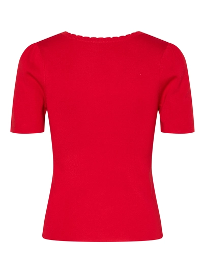 Pieces - T-shirt korte mouw - Rood - Pcjuline Ss Rev Knit Tee Bc - 17159166