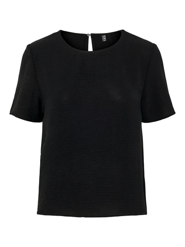 Pieces - T-shirt korte mouw - Zwart - Pcanna Ss O-Neck Top Noos Wvn - 17154597