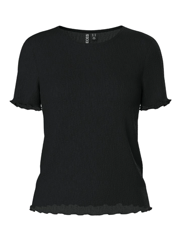 Pieces - T-shirt korte mouw - Zwart - Pcflora Ss O-Neck Top Jrs Bc - 17155404