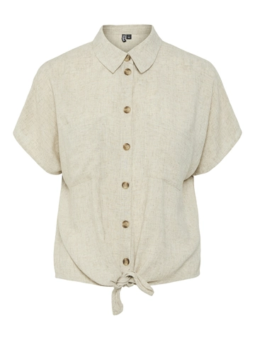 Pieces - Trendy T-shirt korte mouw - Ecru - Pcpia Ss Tie Shirt Wvn - 17154736