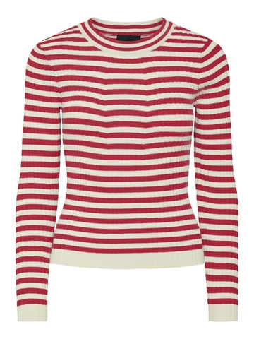 Pieces - Trui met ronde hals - Rood - Pccrista Ls O-Neck - 17115047