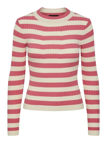Pieces - Trui met ronde hals - Roze - Pccrista Ls O-Neck - 17115047