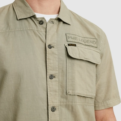 PME-Legend - Overhemd korte mouw - Donkergroen - Short Sleeve Shirt Ctn linen - Psis2505230
