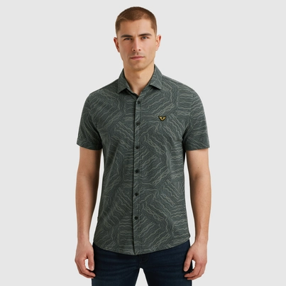 PME-Legend - Overhemd korte mouw - Grijs - Short Sleeve Shirt Print on Jersey - Psis2505229