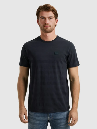 PME-Legend - T-shirt korte mouw - Blauw - Short sleeve r-neck jacquard strip - Ptss2505573
