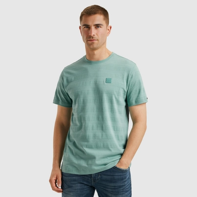 PME-Legend - T-shirt korte mouw - Blauw - Short sleeve r-neck jacquard strip - Ptss2505573