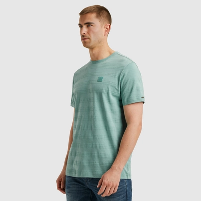 PME-Legend - T-shirt korte mouw - Blauw - Short sleeve r-neck jacquard strip - Ptss2505573