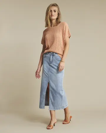 Red Button - Denim rok - Gebleekte denim - Alina skirt frontslit