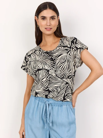 Soyaconcept - Trendy T-shirt korte mouw - Zwart - Sc-Marica Aop 330