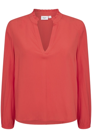 St.Tropez - Blouse lange mouw - Rood - EdaSZ Blouse