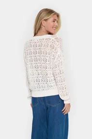 St.Tropez - Trui met ronde hals - Ecru - JunaSZ V-Neck Pullover