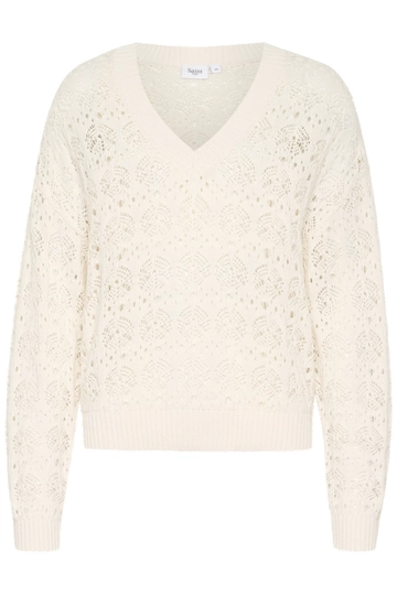 St.Tropez - Trui met ronde hals - Ecru - JunaSZ V-Neck Pullover