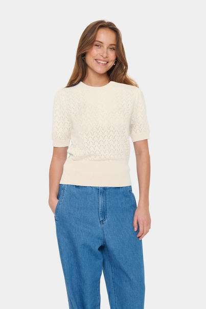 St.Tropez - Trui met ronde hals - Ecru - Karnasz puff pullover