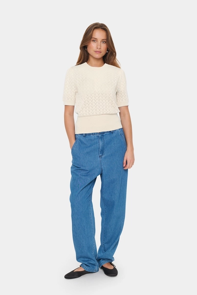 St.Tropez - Trui met ronde hals - Ecru - Karnasz puff pullover