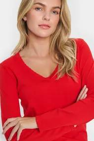 St.Tropez - Trui met ronde hals - Rood - MilaSZ LS V-Neck Pullover