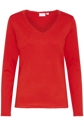 St.Tropez - Trui met ronde hals - Rood - MilaSZ LS V-Neck Pullover