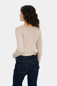 St.Tropez - Trui met ronde hals - Taupe - MilaSZ LS V-Neck Pullover