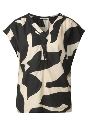 Street One - Blouse korte mouw - Donkergrijs - LTD QR Blouse Top w button pan - A345739