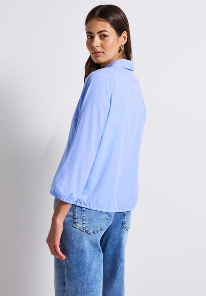 Street One - Blouse lange mouw - Lichtblauw - Chambray Shirtcollar blouse - 345800
