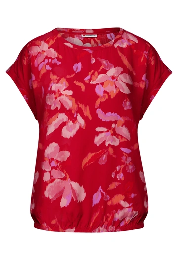 Street One - Blouse lange mouw - Rood - Roundneck blouse w dropped sho