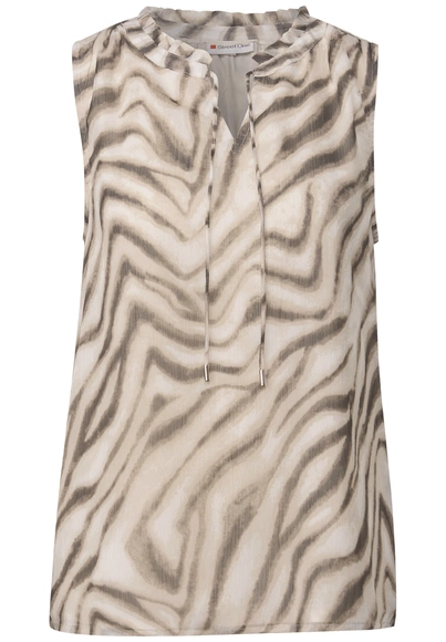 Street One - Blouse mouwloos - Beige - chiffon blousetop w fri - 345809