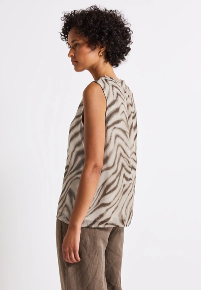 Street One - Blouse mouwloos - Beige - chiffon blousetop w fri - 345809