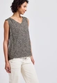 Street One - Blouse mouwloos - Beige - V-neck blouse w smok detail - 345737