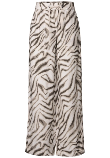 Street One - Jeans - Beige - Wide leg Crepe Viscose AOP HW - A379436