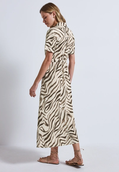 Street One - Jurk - Beige - Maxi Viscose Shirt Dress_AOP - A144565 Maxi Viscose Shirt Dress_AO