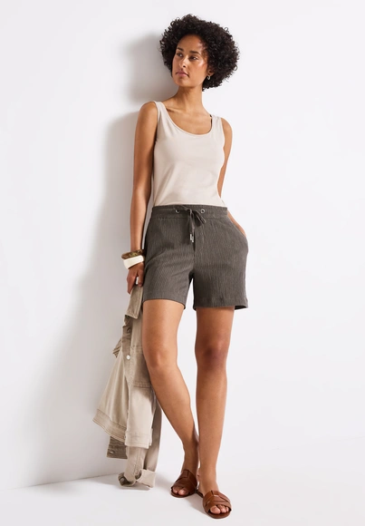 Street One - Korte broek - Bruin - Shorts Crinkle Crash HW - A379429