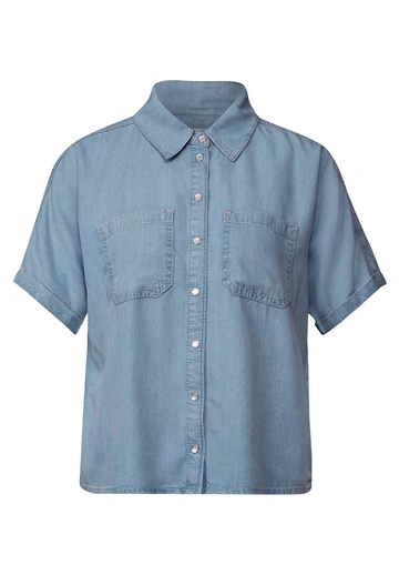 Street One - Spijkerblouse korte mouw - Vintage Denim - Denim-Blouse tencel - 345721