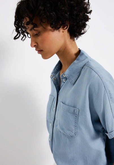 Street One - Spijkerblouse korte mouw - Vintage Denim - Denim-Blouse tencel - 345721