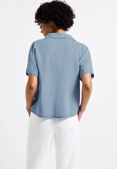Street One - Spijkerblouse korte mouw - Vintage Denim - Denim-Blouse tencel - 345721